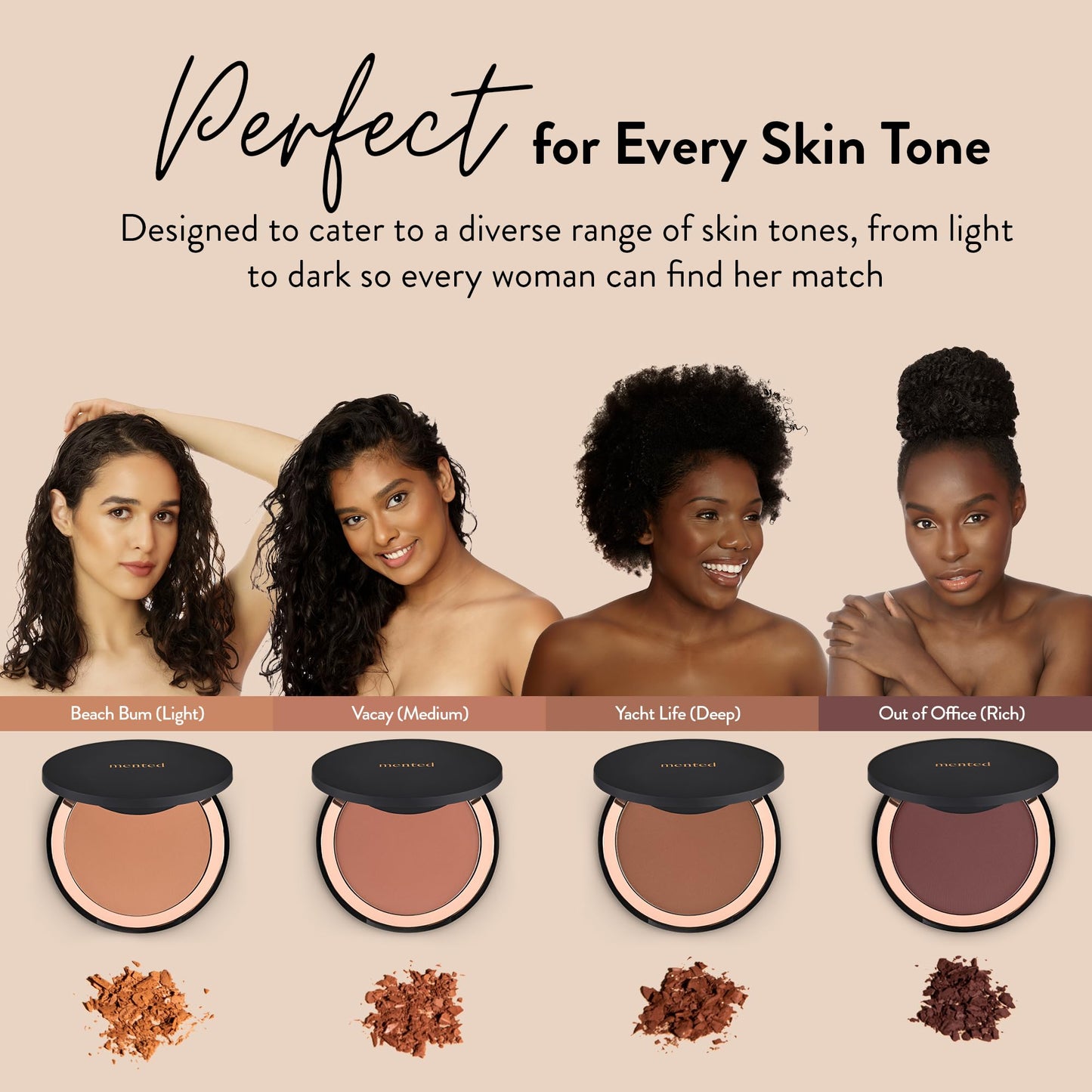 Mented Cosmetics Made in Italy, Cruelty Free Makeup, Vegan, Paraben Free, Shimmer Bronzer, Highlighter Bronzing Powder Palette for Face with Vitamin E
