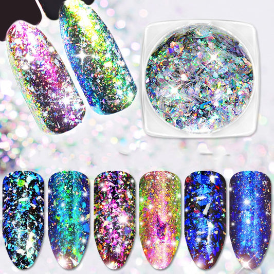 Mygitter Nail Art Chameleon Sequins Laser Glitter Holographic Flakes Paillette Galaxy Mirror Powder 3 Boxes Beauty & Personal Care Mygitter