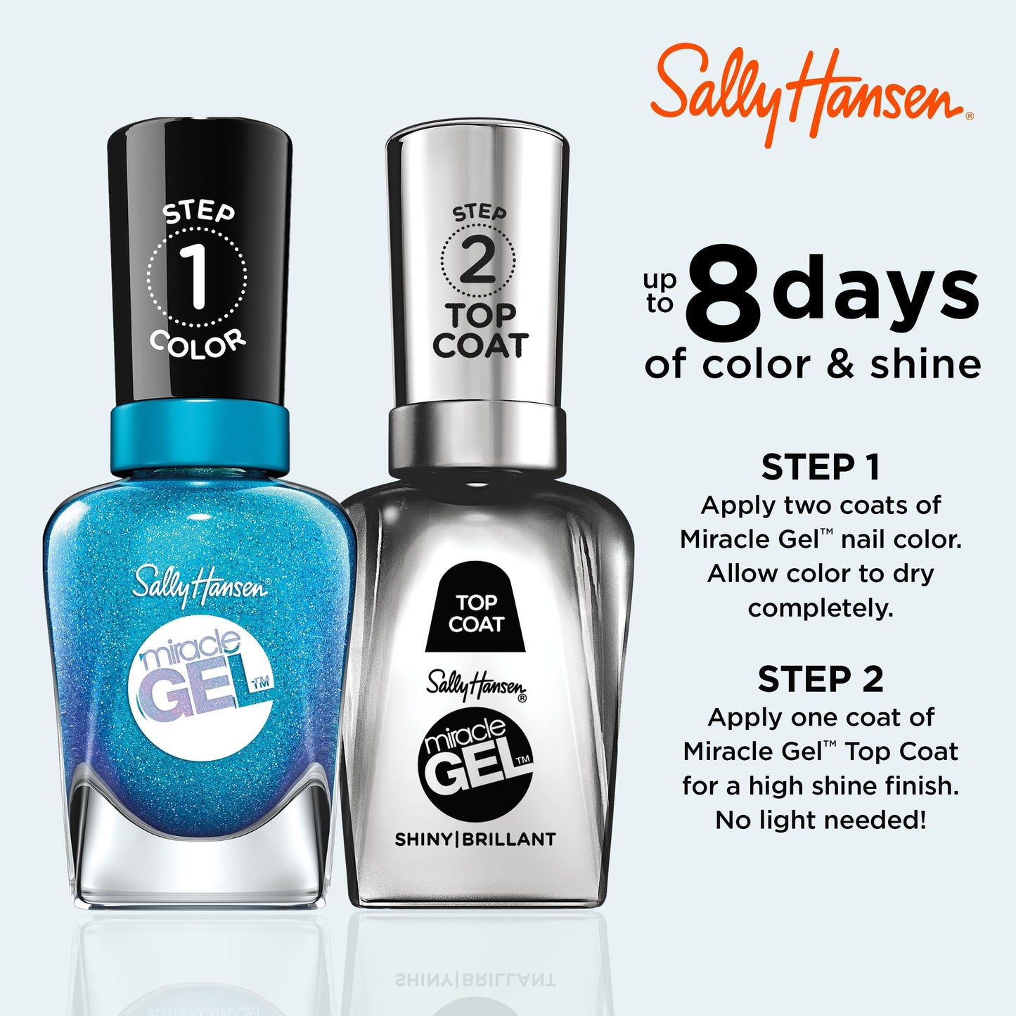 Sally Hansen Miracle Gel Salon Quality Nail Polish | Gel-Like Formula, Two-Step System, No UV Light Needed, Long Lasting | Opaque, Shimmery | 649