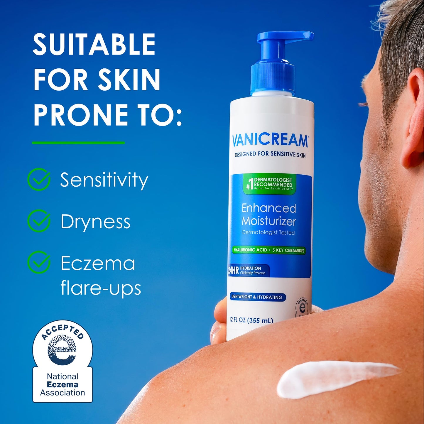 Vanicream Enhanced Moisturizer, 12 Fl Oz, Daily Body Lotion for Dry, Sensitive Skin, Clinically Tested 24Hr Hydration with Hyaluronic Acid, Glycerin Beauty and Personal Care Vanicream