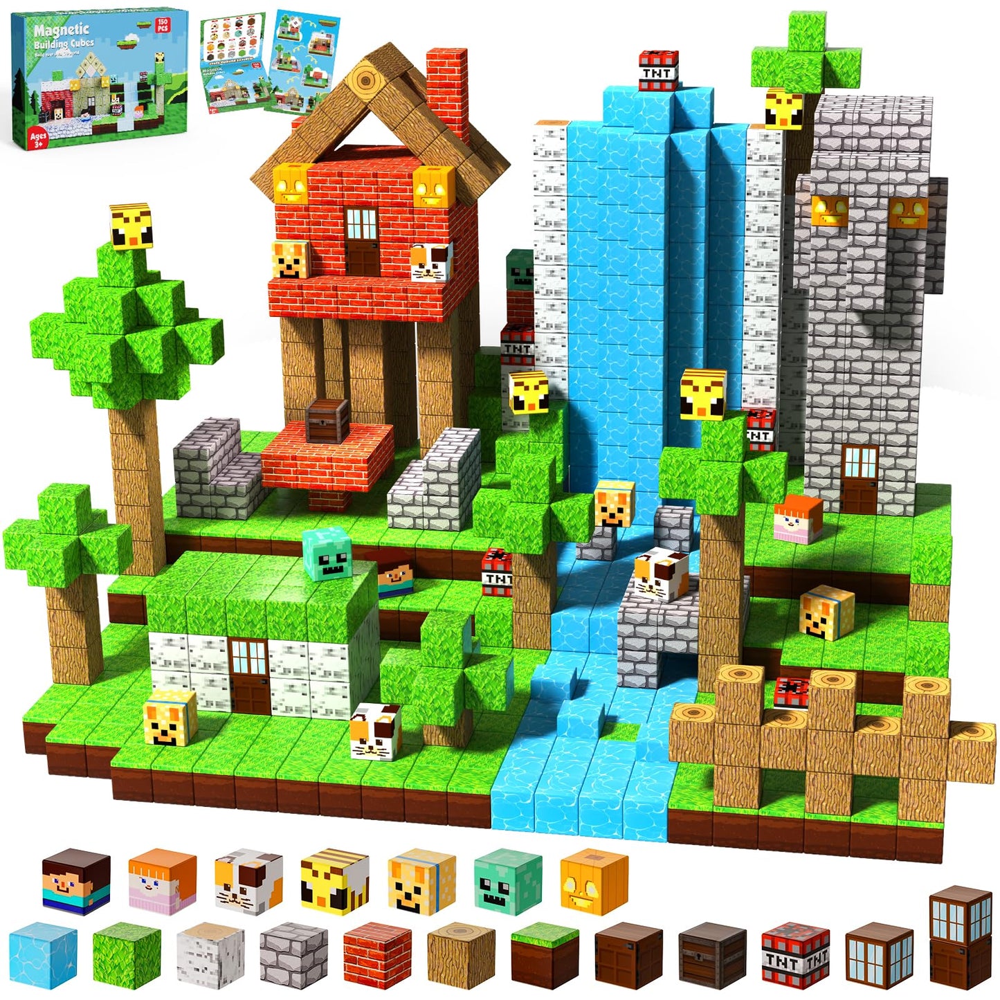 ToyUnited 150pcs Magnetic Blocks – STEM Magnet Cubes Building & Stacking Toys, Montessori Sensory Set for Kids Ages 3-8, Gift Idea