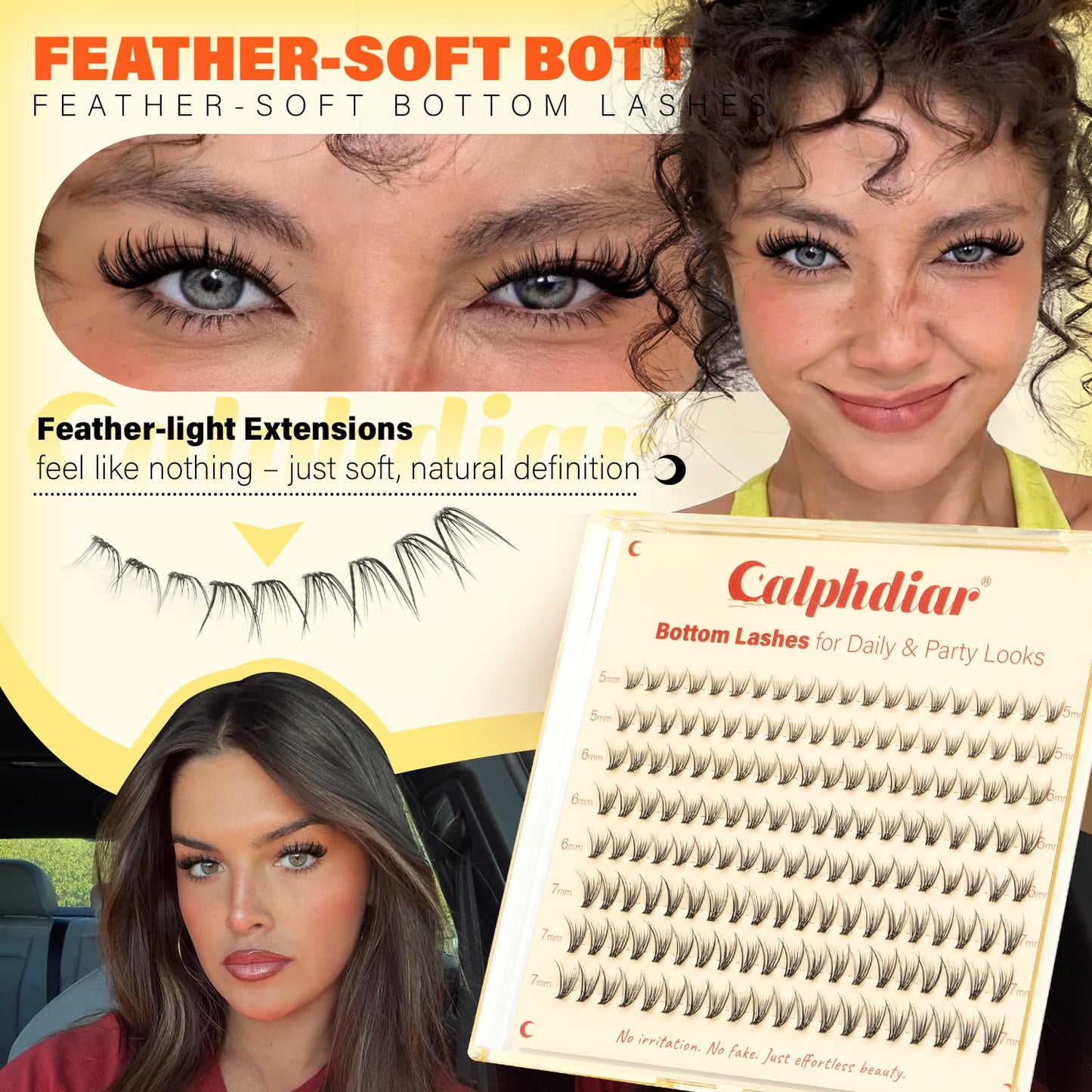 Bottom Lashes Natural Bottom Lash Clusters 4 Styles Lower Eyelash Extension Individual Lashes 216pcs Clear Thin Band Bottom Eyelashes Clusters DIY Beauty and Personal Care calphdiar