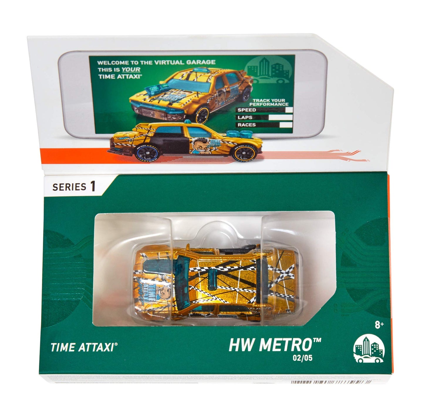 Hot Wheels Toy Car,1:64 Scale id Time Attaxi Embedded with NFC Chip Uniquely Identifiable for Kids & Collectors