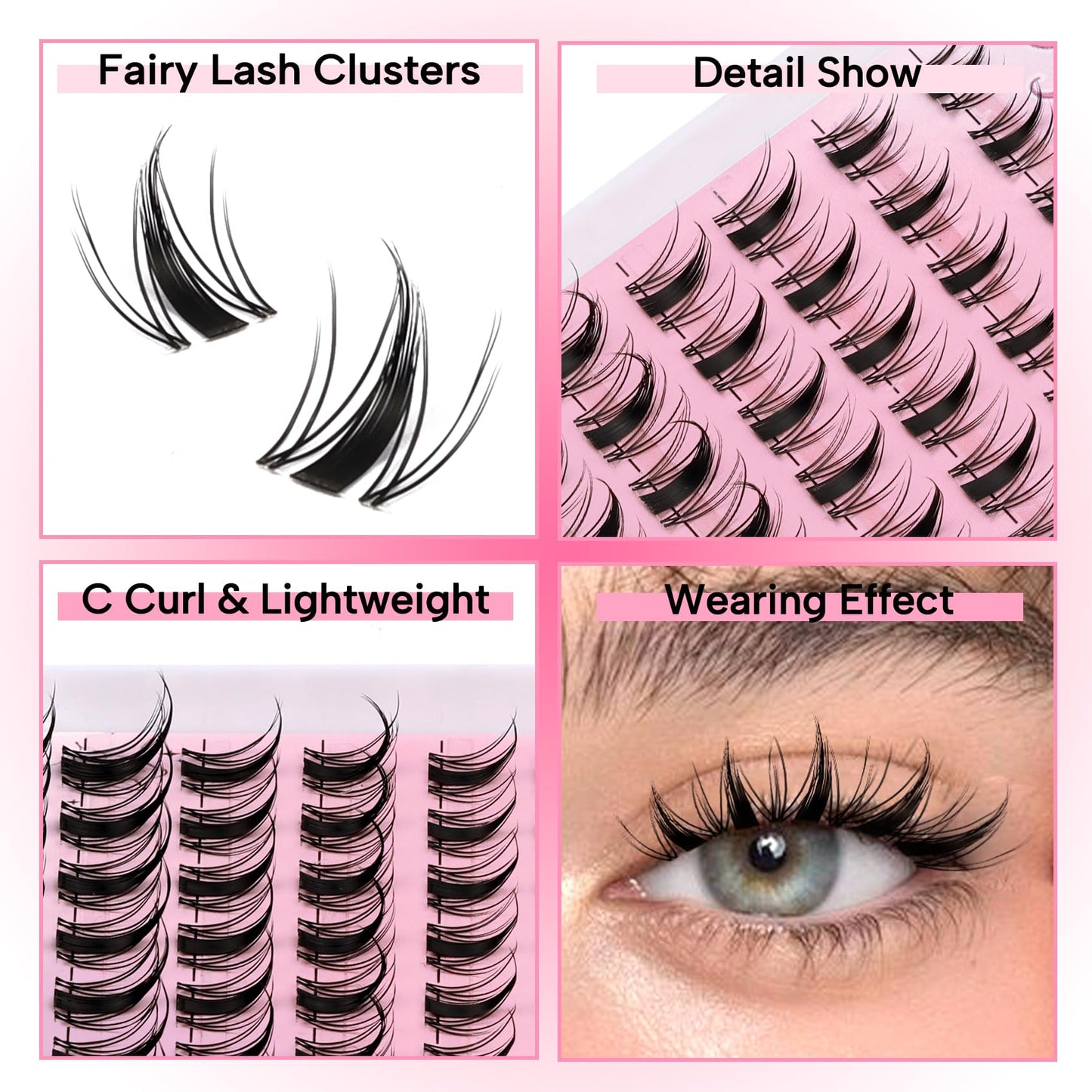 Fyonas Manga Lash Clusters Spiky Eyelash Clusters C Curl Cluster Eyelash Extensions 10-16mm Anime Individual Lashes Wet Look Lashes Clusters Beauty and Personal Care Fyonas