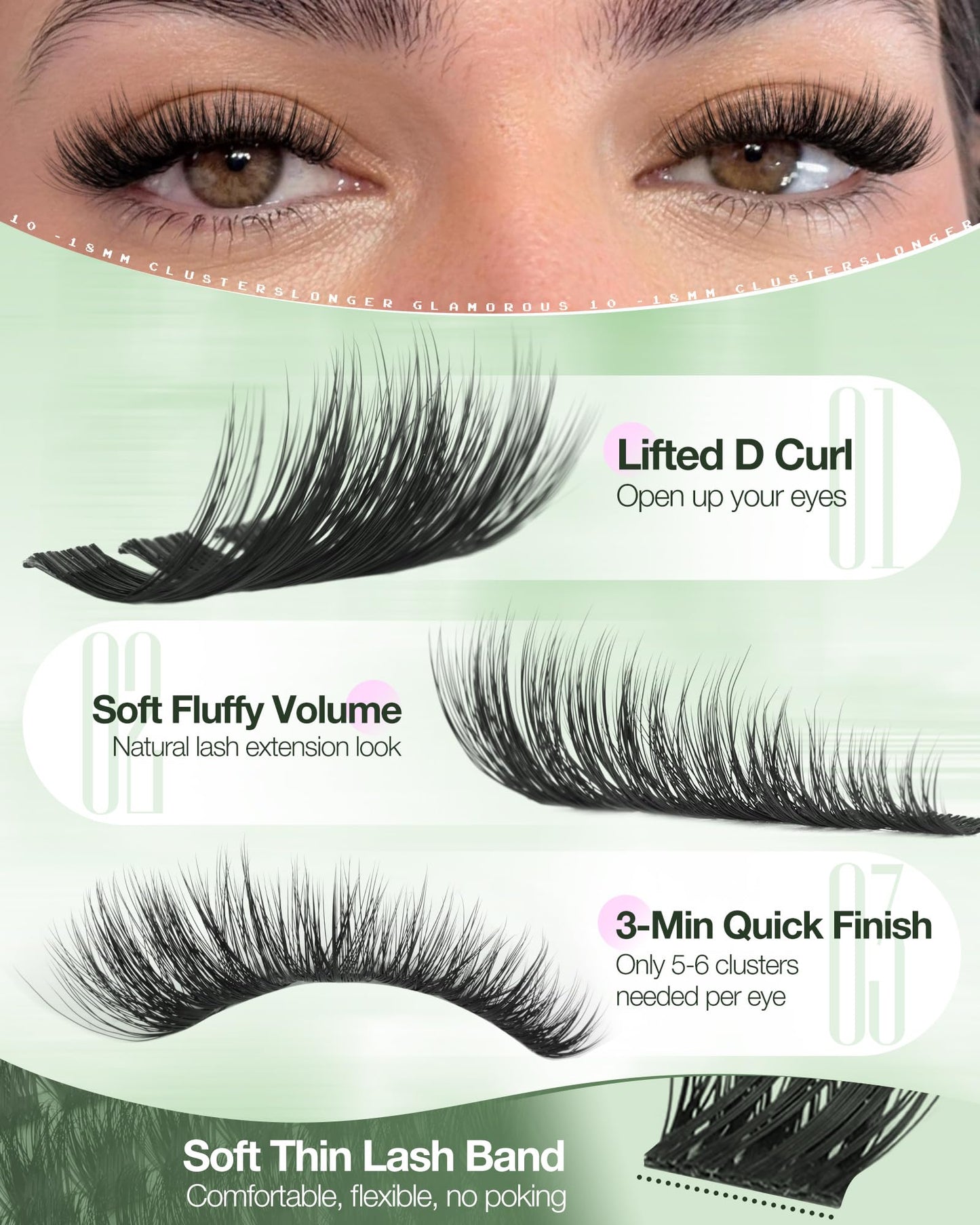Yawamica Fluffy Lash Clusters Wispy Volume Cluster Eyelash Extensions Beauty and Personal Care Yawamica