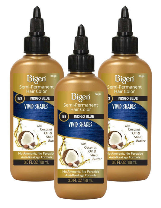 Bigen Semi-Permanent Haircolor #Ib3 Indigo Blue 3 Ounce (88ml) (3 Pack)