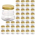 Encheng 5 oz Wide Mouth Mason Jars,Clear Glass Jars with Lids(Golden),Small Spice Jars for Herb,Jelly,Jams,Wedding Favors,Shower Favors,Baby…