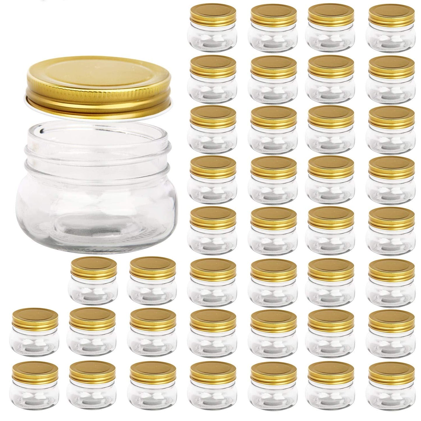 Encheng 5 oz Wide Mouth Mason Jars,Clear Glass Jars with Lids(Golden),Small Spice Jars for Herb,Jelly,Jams,Wedding Favors,Shower Favors,Baby…