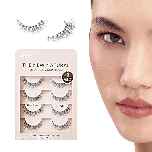 KISS The New Natural, False Eyelashes, 'Nude Blazer', 12mm, Includes 4 Pairs Of Lashes, Easy to Apply, Reusable Lash Clusters