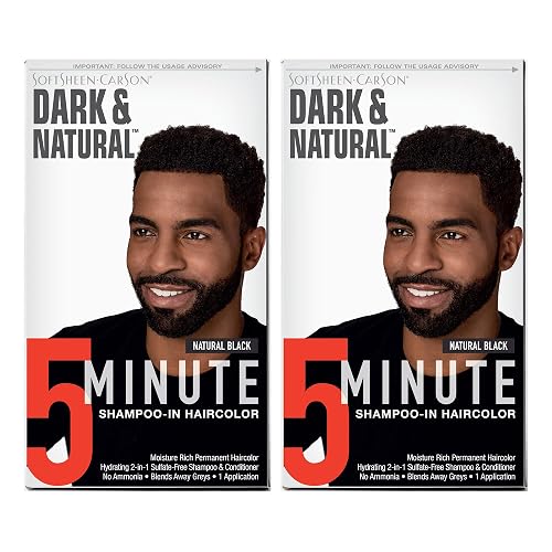 SoftSheen-Carson Dark & Natural Hair Color for Men 5 Minutes, Natural Looking Gray Coverage for Up To 6 Weeks, Shampoo-in Permanent Hair Dye, Ammonia
