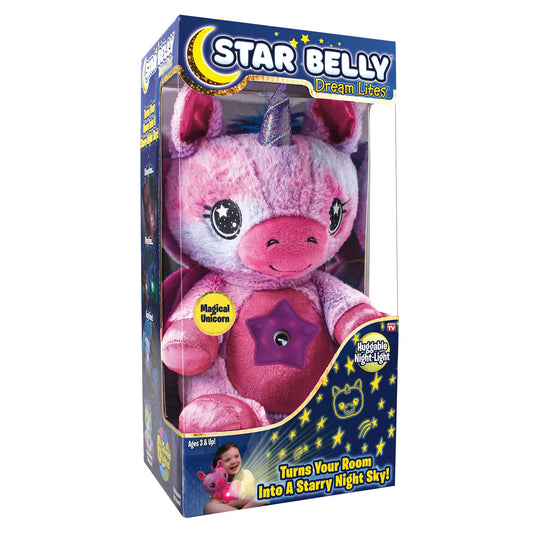 Ontel Star Belly Dream Lites, Stuffed Animal Night Light, Magical Pink And Purple Unicorn - Projects Glowing Stars & Shapes In 6 Gentle Colors, As…