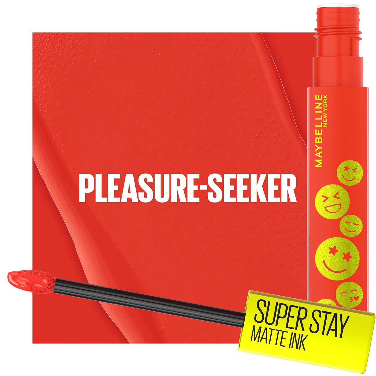 Maybelline Super Stay Matte Ink Liquid Lip Color, Moodmakers Lipstick Collection, Long Lasting, Transfer Proof Lip Makeup, Pleasure Seeker, Red, 1