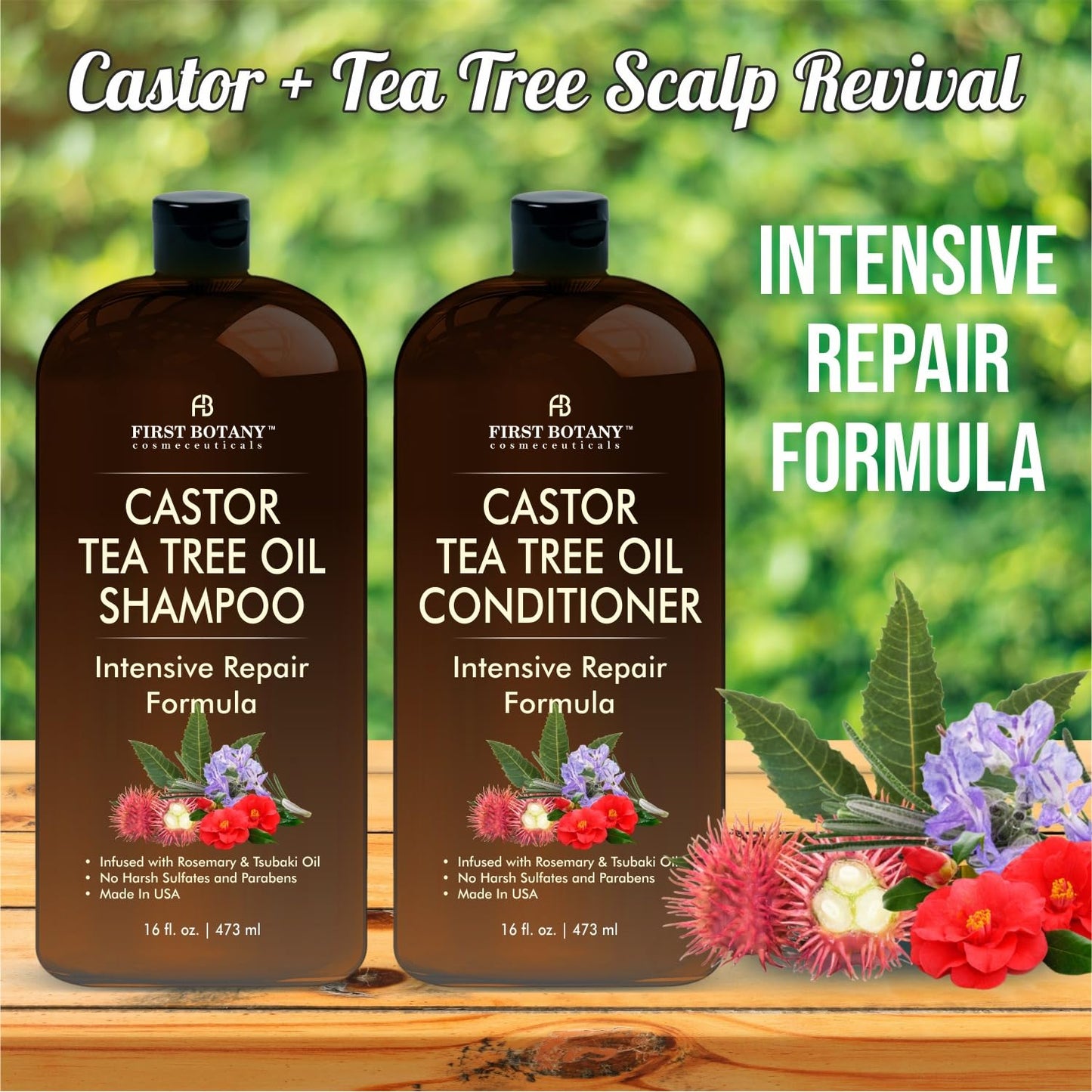 Castor Tea Tree Shampoo Conditioner - An Anti Hair Loss Set Thickening formula For Hair Regrowth, Anti Thinning Sulfate Free For Men & Women Anti