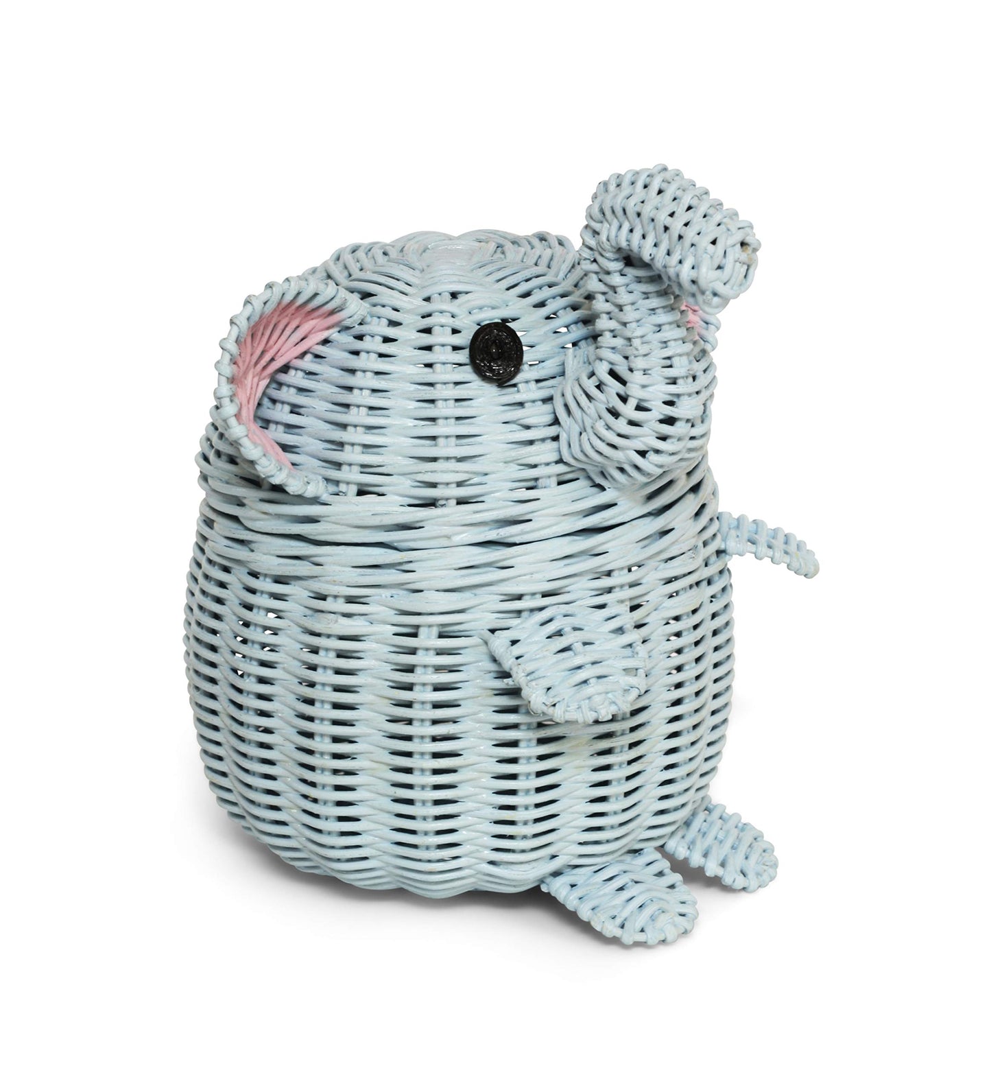 G6 COLLECTION Elephant Rattan Storage Basket With Lid Decorative Bin Home Decor Hand Woven Shelf Organizer Cute Handmade Handcrafted Nursery Gift…