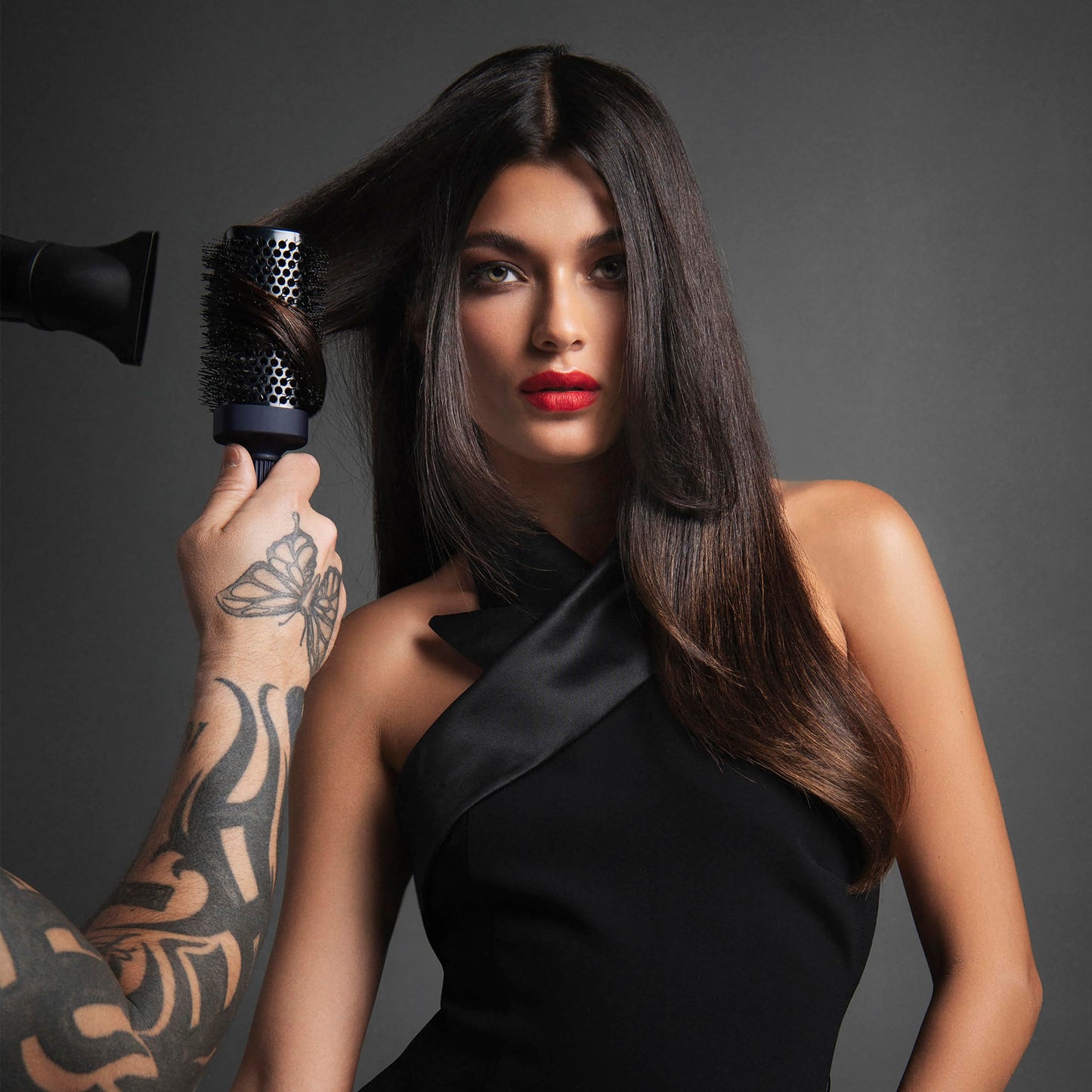 Fromm Professional Intuition Square Styler 1.75 Inch Ceramic & Ionic Thermal Brush in Blue, 2-in-1 Straighten & Wave Blow Drying Brush, Smooths Frizz