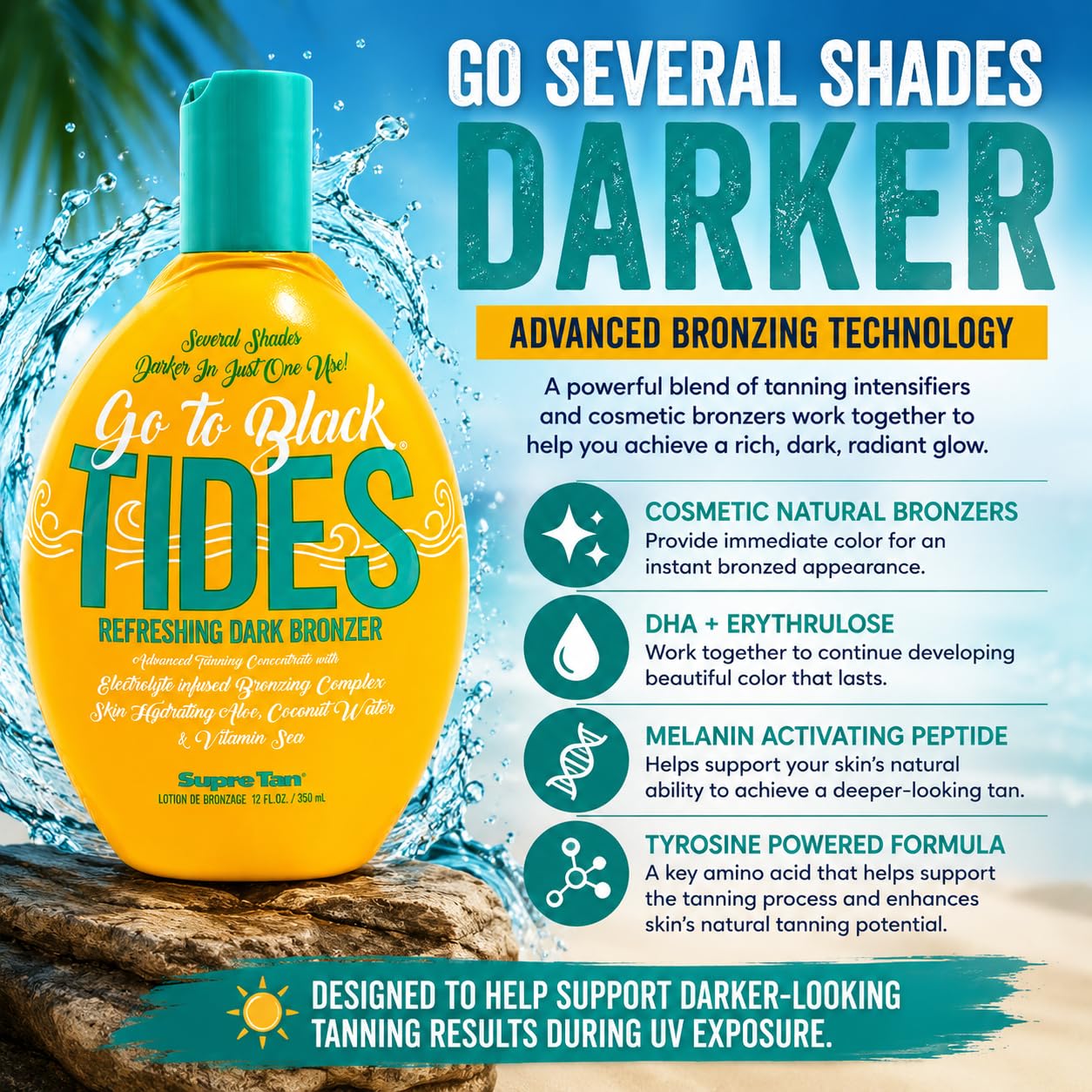 Go to Black Tides Refreshingly Dark Bronzer with DHA, Erythrulose & Melanin 12oz