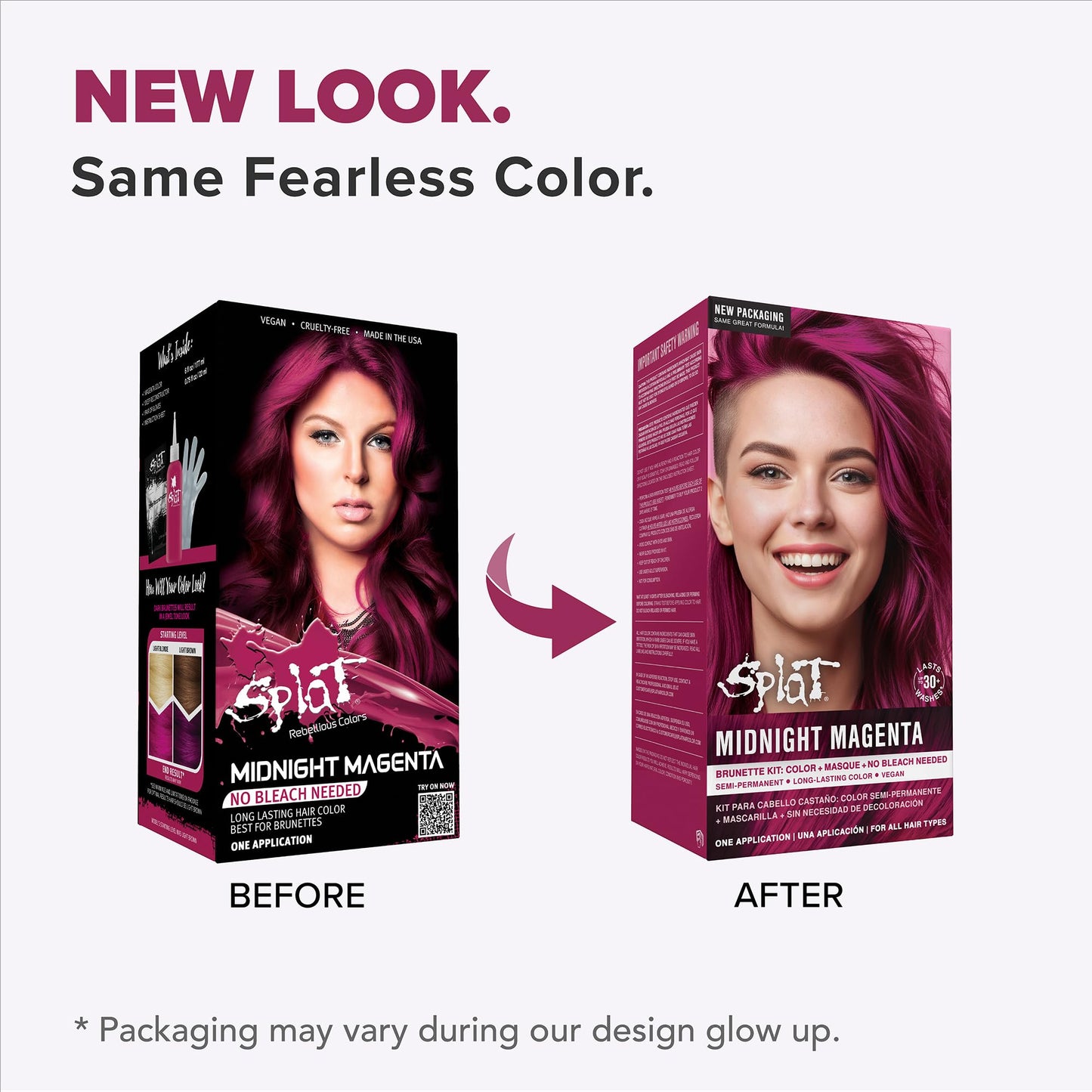 Splat Midnight Magenta Semi Permanent Hair Dye Kit, 1 Application, Includes Deep Reconstructor Conditioner, Lasts 30 Washes, No Bleach Required, Vegan
