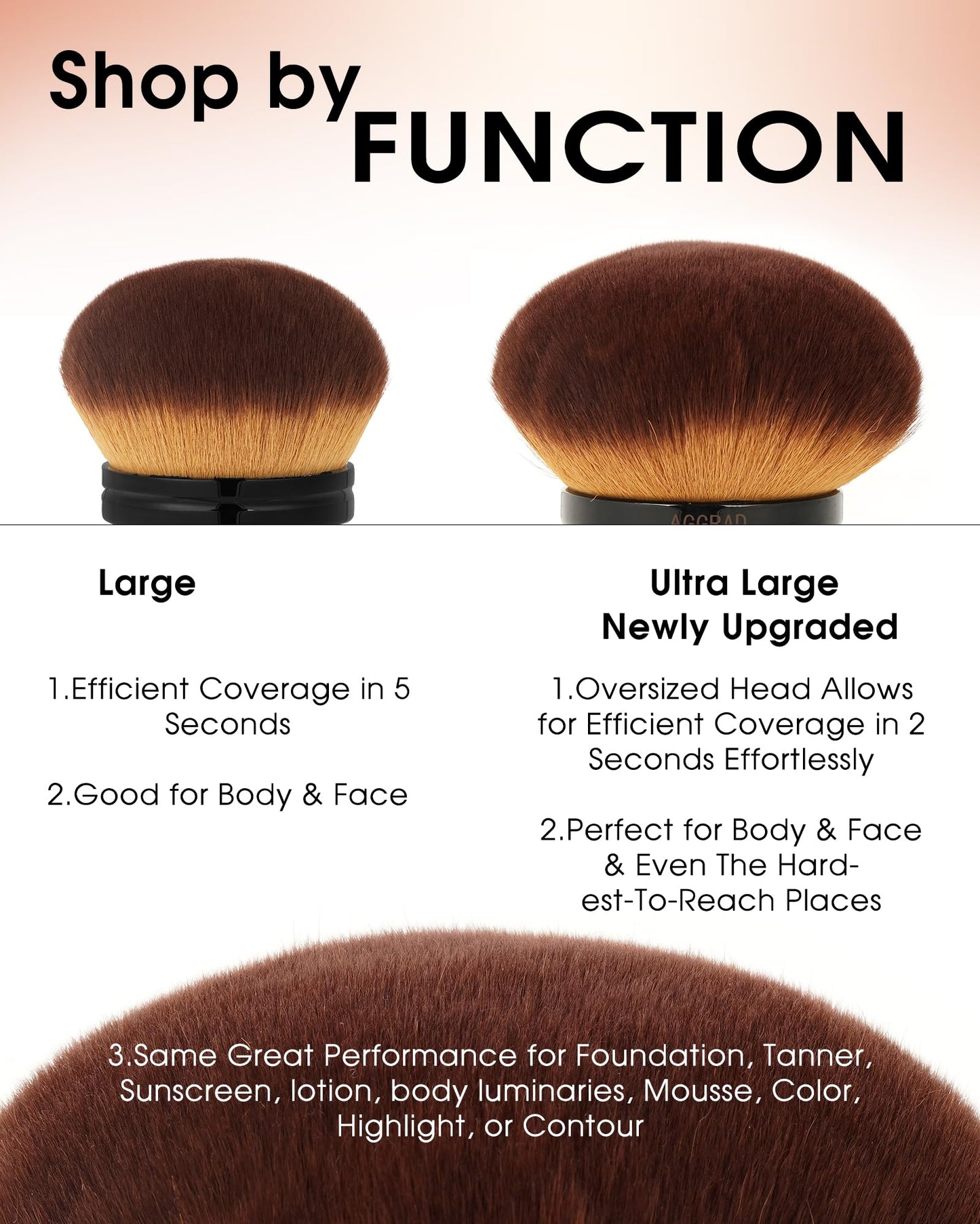 Ultra Large Blend & Blur Kabuki Brush for Body Leg Makeup Tattoo Cover Up Self Tanning, Self Tanner Brush for Self Tan, Back Tanning Applicator Beauty and Personal Care YOSHUYUKI