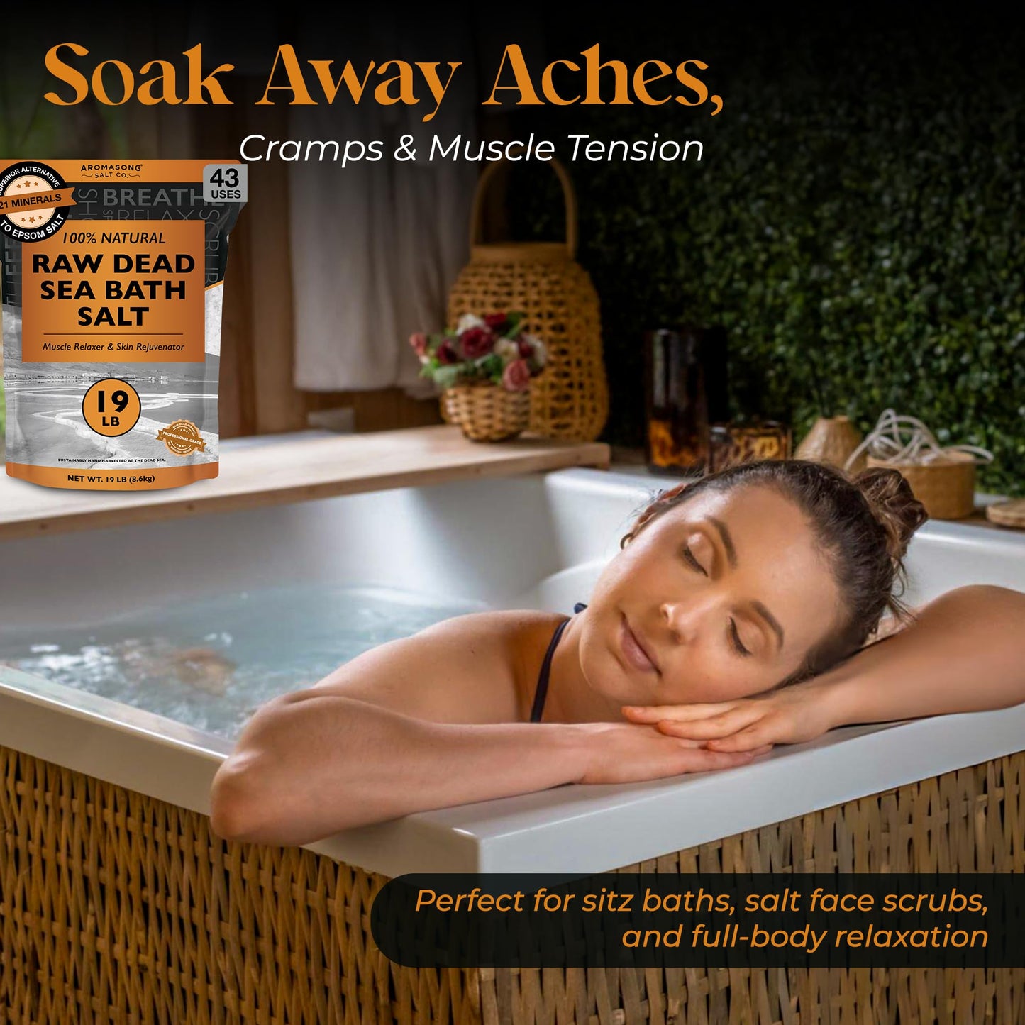 Aromasong Raw Dead Sea Bath Salt - Minimally Cleaned, Contains More Dead Sea Minerals Including Dead Sea Mud - 100% Pure & Natural Dead Sea Salts