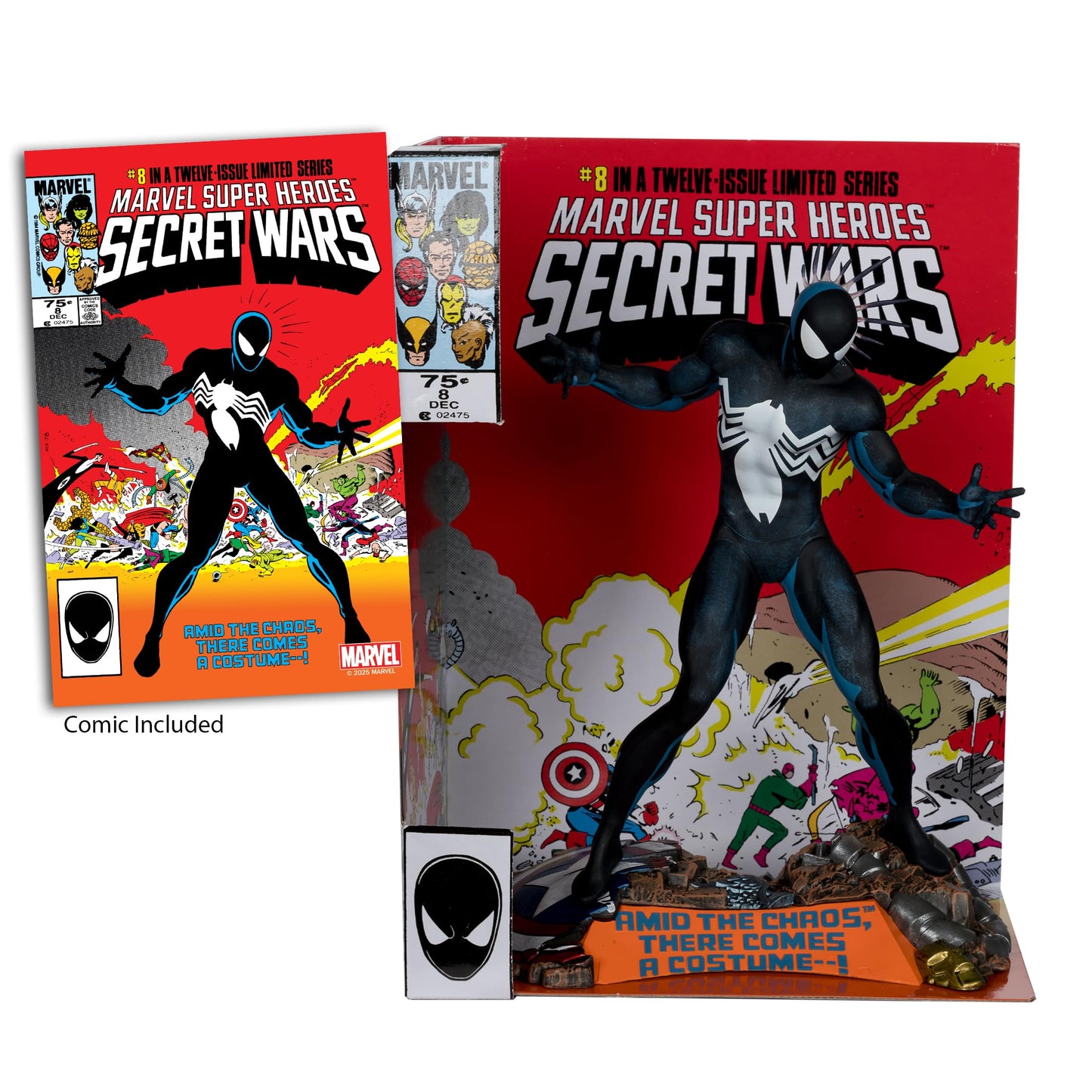 McFarlane Toys - Marvel Spider-Man 1:6th Scale Collectible with Scene & Comic (Marvel Super Heroes Secret Wars #8)