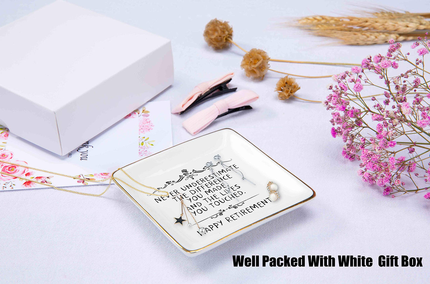 Retirement Gifts for Women-Jewelry Holder Ring Dish Trinket Tray-Retirement Appreciation Gift for Mom Boss…