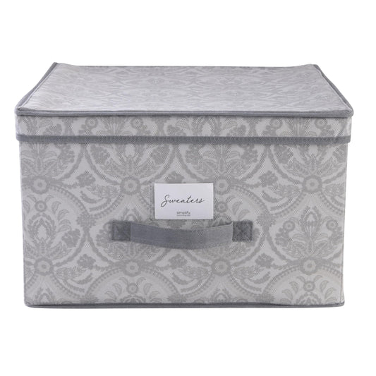 Laura Ashley Non-Woven Jumbo Storage Box, Dimensions: L16 x W16 x H10, Collapsible, Durable, Home Organization, Closet Storage, Grey