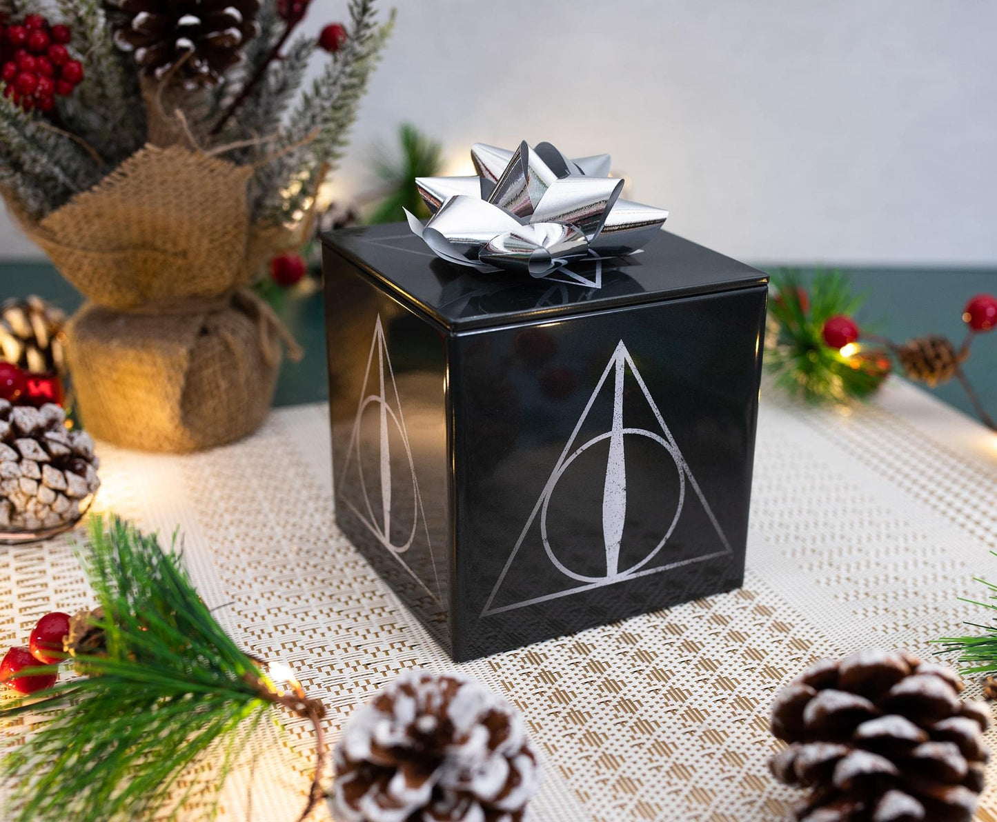Harry Potter Deathly Hallows 4-Inch Tin Storage Box Cube Organizer with Lid | Basket Container, Cubby Cube Closet Organizer, Home Decor Playroom…