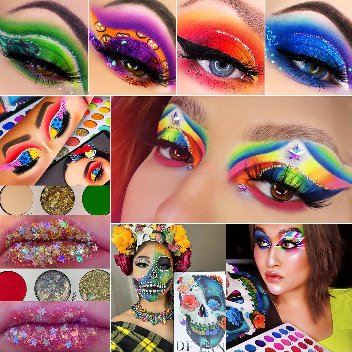 DE'LANCI Big Colorful Eyeshadow Palette Professional 54 Color Board Eye Shadow Bright Neon Glitter Matte Shimmer Makeup Pallet Highly Pigmented Powder