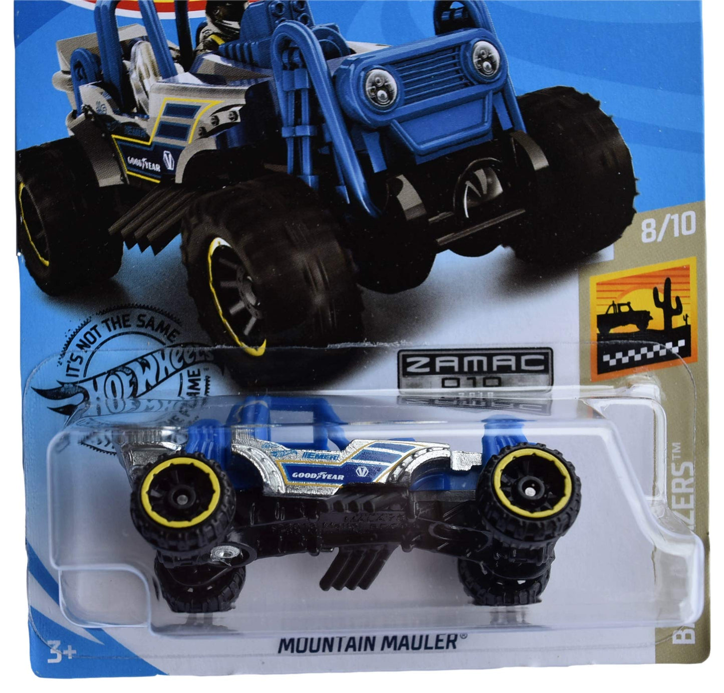 Hot Wheels Mountain Mauler 114/250, Baja Blazers 8/10 - Blue Truck - 1/64 Scale - Remote Control - Zamac Series