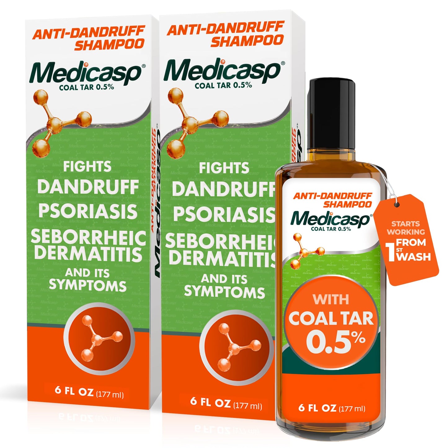 Medicasp Coal Tar Anti-Dandruff Shampoo, Flakes Shampoo, 6 fl oz, 2 Pk Beauty and Personal Care Medicasp Default Title