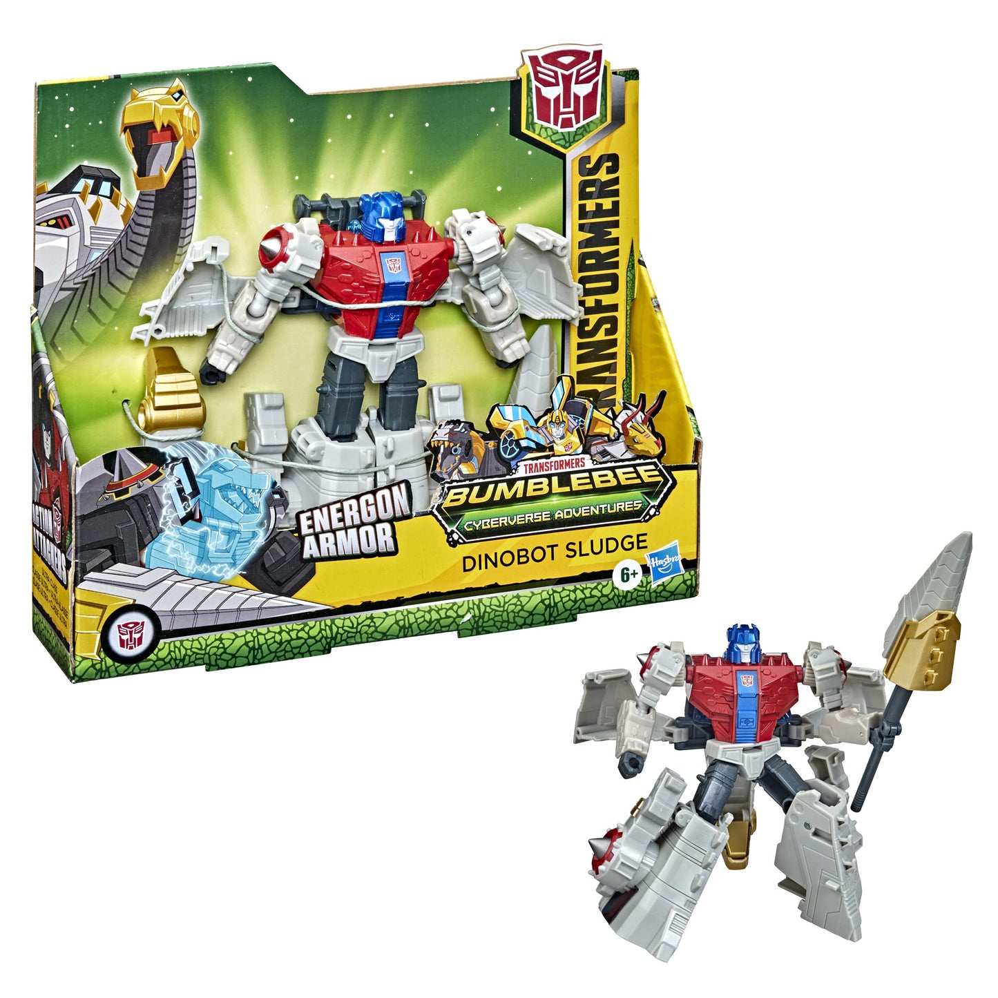 Transformers Toys Bumblebee Cyberverse Adventures Dinobots Unite Ultra Class Dinobot Sludge Figure, Energon Armor, Ages 6 and Up, 6.75-inch