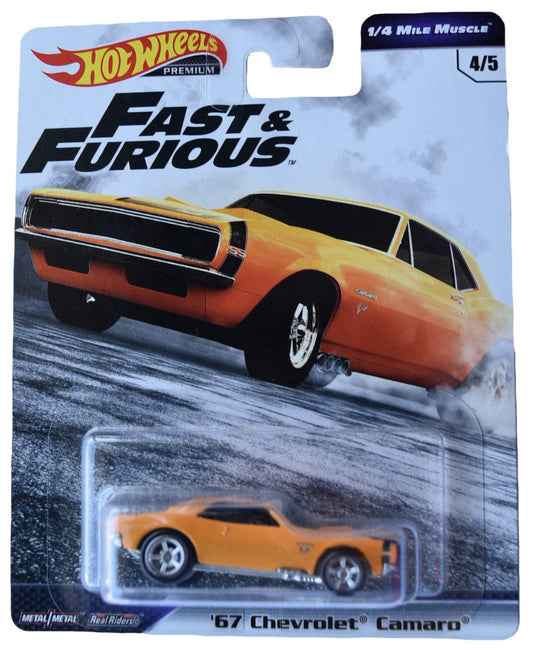 Hot Wheels 1/4 Mile Muscle '67 Chvrolet Camaro 4/5, Yellow [Fast & Furious]