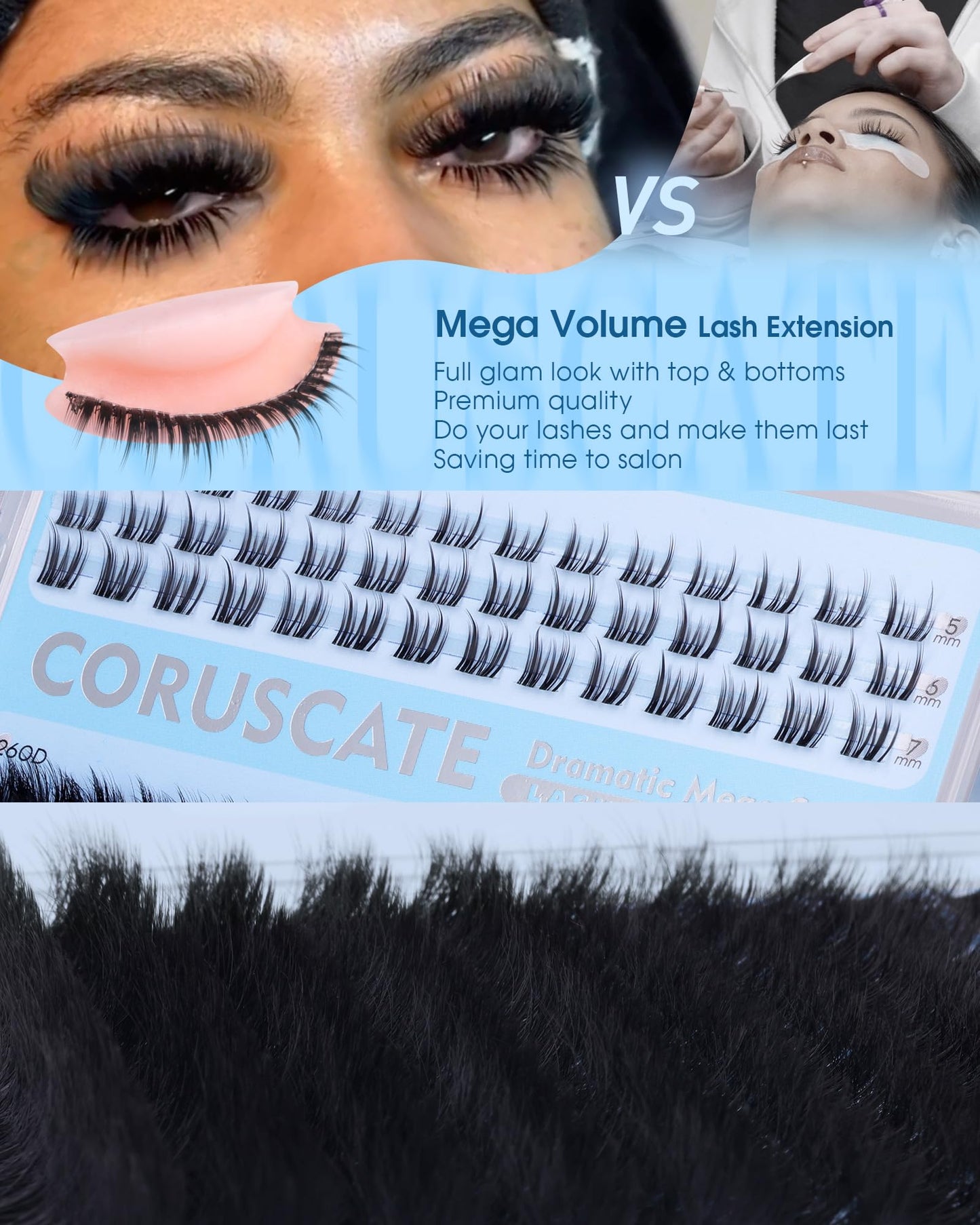 CORUSCATE 260D Lash Clusters Mink Eyelash Clusters with Bottom Lashes D Curl Cluster Eyelash Extensions Mega Volume 12-18mm Individual Lashes Full Beauty and Personal Care CORUSCATE