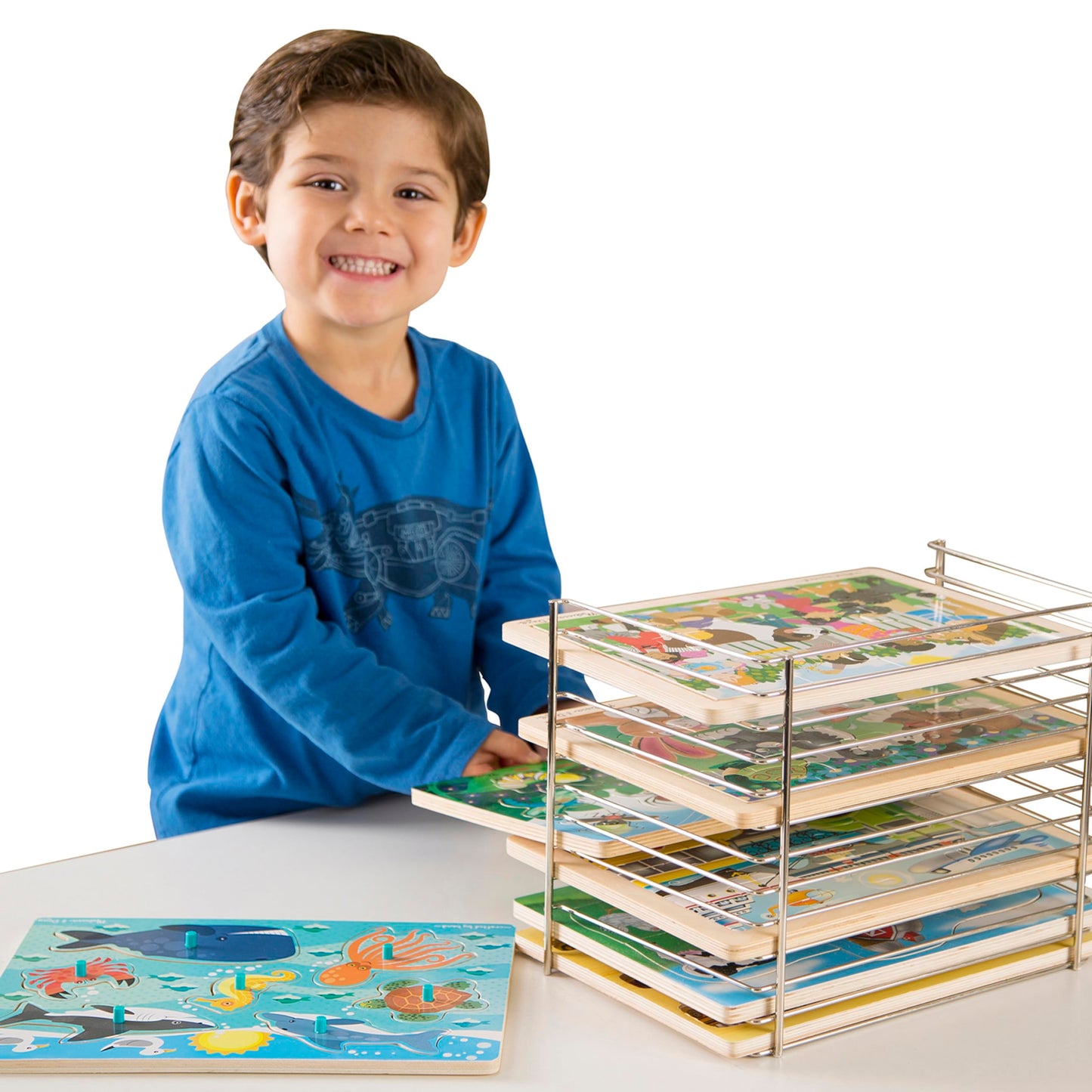 Melissa & Doug Puzzle Storage Rack - Wire Rack Holds 12 Puzzles