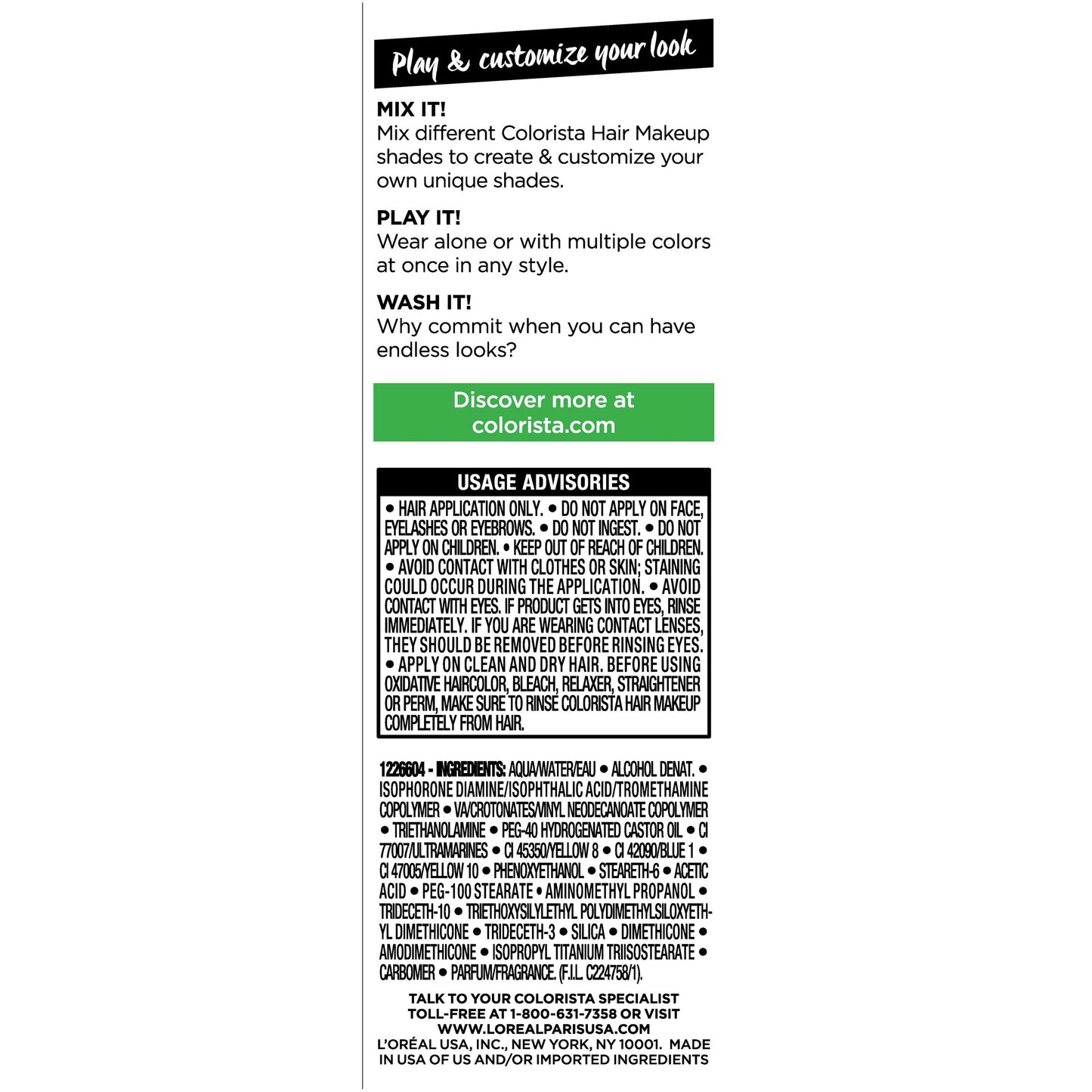 L'oreal Paris Hair Color Colorista Makeup 1-day for Blondes, Neon Green 100, 1 Fluid Ounce