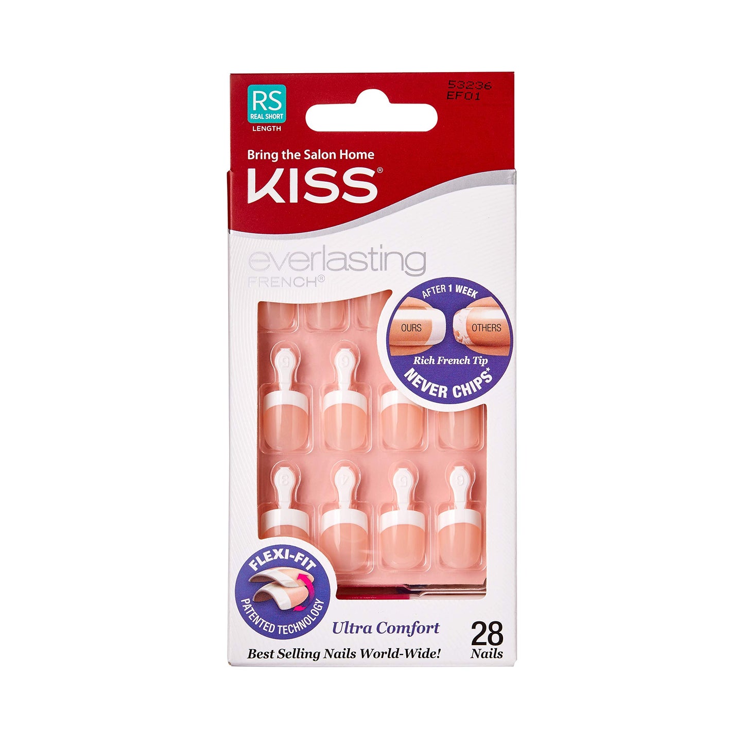 Kiss Everlasting French Nail Kit Real Short 28 Nails (2 Pack) Beauty & Personal Care PALIMAINY