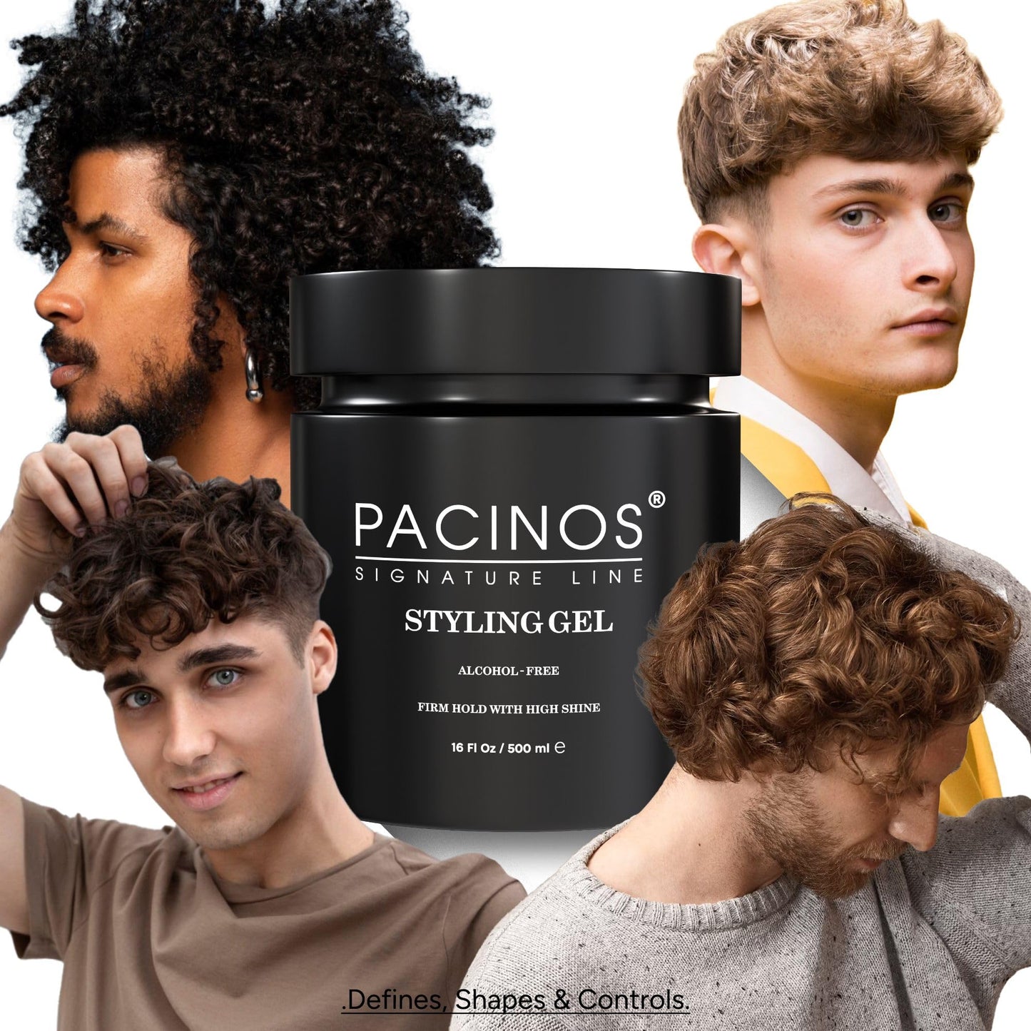 Pacinos Hair Gel for Men - Firm Hold with Flexible Styling - High Shine Wet Look Finish - Easy to Rinse Water Based Formula - No Flakes - Suits All