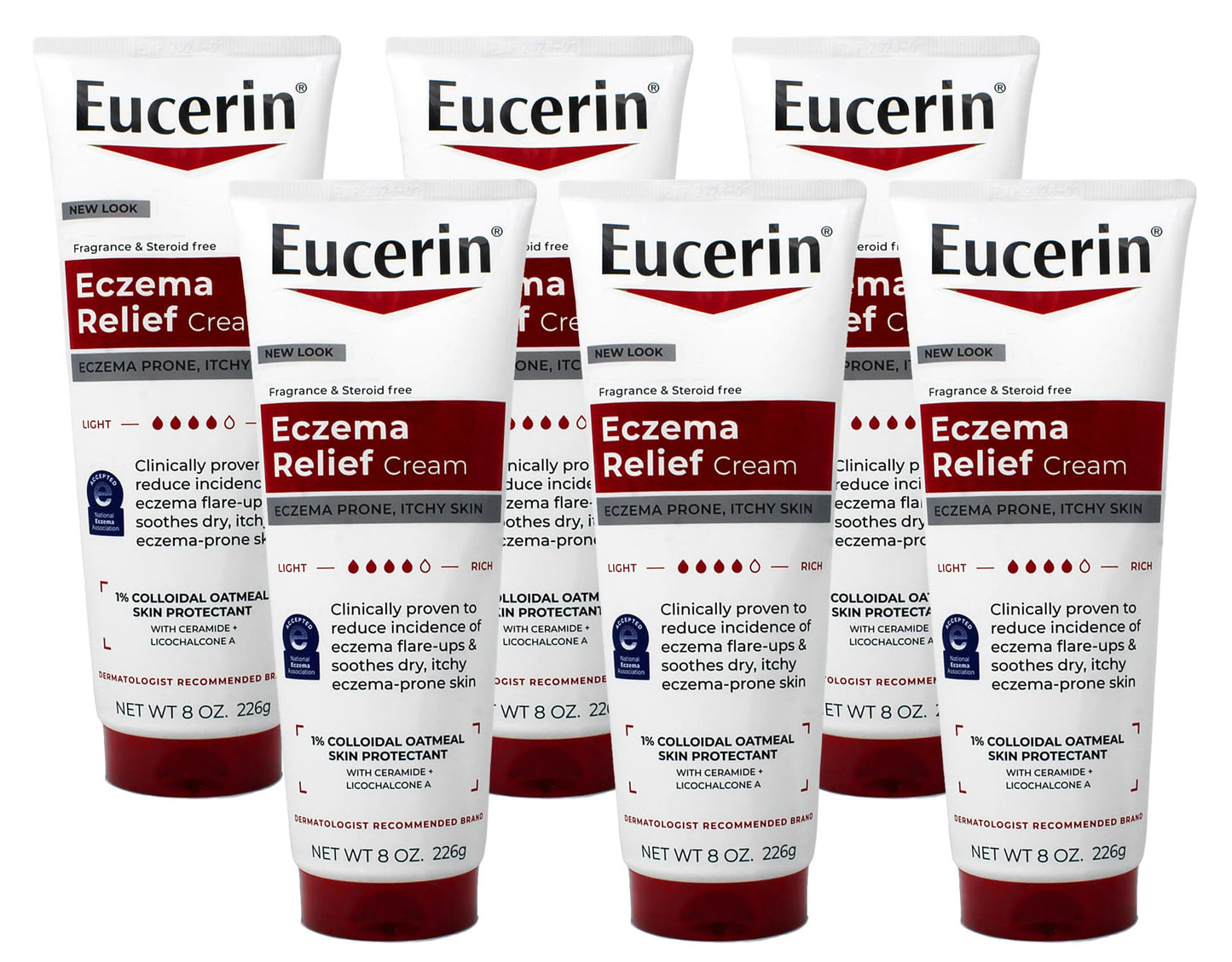 Eucerin Creme Eczema Relief 8 Ounce Tube (236ml) (6 Pack)
