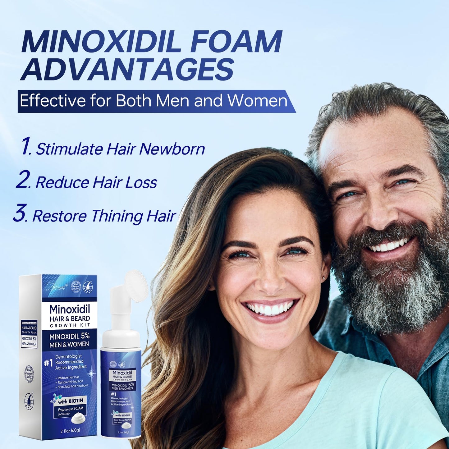 5% Minoxidil Hair Growth Serum for Men & Women with Biotin: Minoxidil for Men and Women, 5 Percent, Hair Regrowth Treatment, Extra Strength (2 FL OZ Beauty and Personal Care Artimore