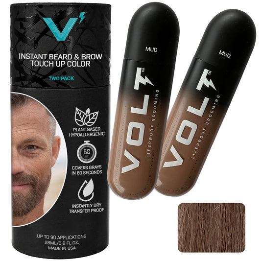 VOLT Grooming Temporary Instant Beard Color for Men, Quick Drying Plant-Based Brush On Beard, Hair, Mustache & Eyebrow Color, Safe for Sensitive Skin