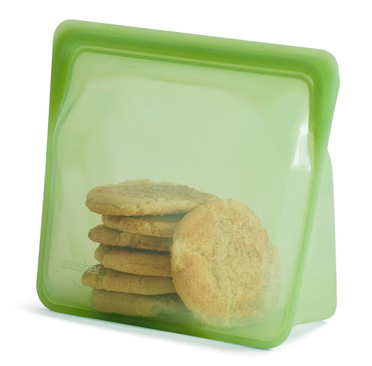 Stasher Premium Silicone Reusable Food Storage Stand-Up Bag Mega, Green, Microwave, Sous Vide, Dishwasher, Oven and Freezer Safe, BPA Free…