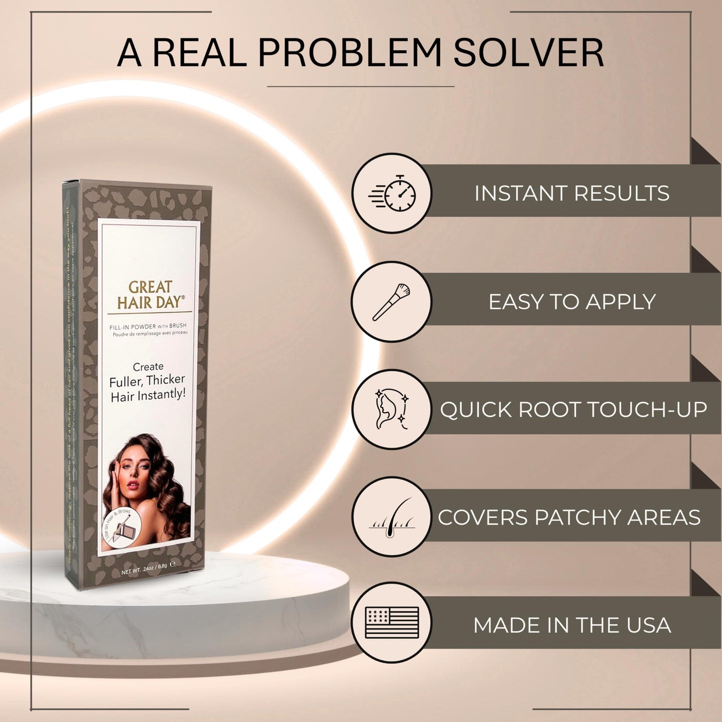 Joan Rivers Great Hair Day Root Touch Up Powder - Fill-in Powder for Thicker, Fuller Looking Hair (Ash Blonde)