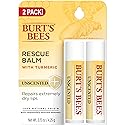 Burt's Bees Rescue Balm Unscented Lip Balm, With Antioxidant-Rich Turmeric, Tint-Free, Natural Origin Lip Care, 2 Tubes, 0.15 oz.