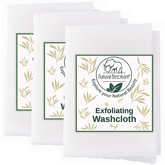 Natural Elephant Exfoliating Washcloth Pearl White Japanese Shower Scrubber for Body (3 Pack (3 Washcloths)) Beauty and Personal Care Natural Elephant