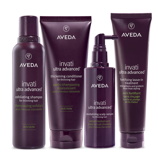 Aveda Invati Ultra Advanced Rich 4-Step System | Exfoliating Shampoo, Thickening Conditioner, Revitalizing Scalp Serum, Fortifying Leave-In Treatment