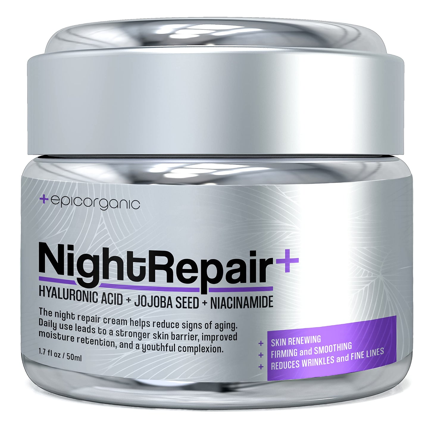 Epic Organic Night Repair | Anti Wrinkle Night Cream for Women | Anti Aging Night Cream with Hyaluronic Acid and Collagen | Night Moisturizer for Face