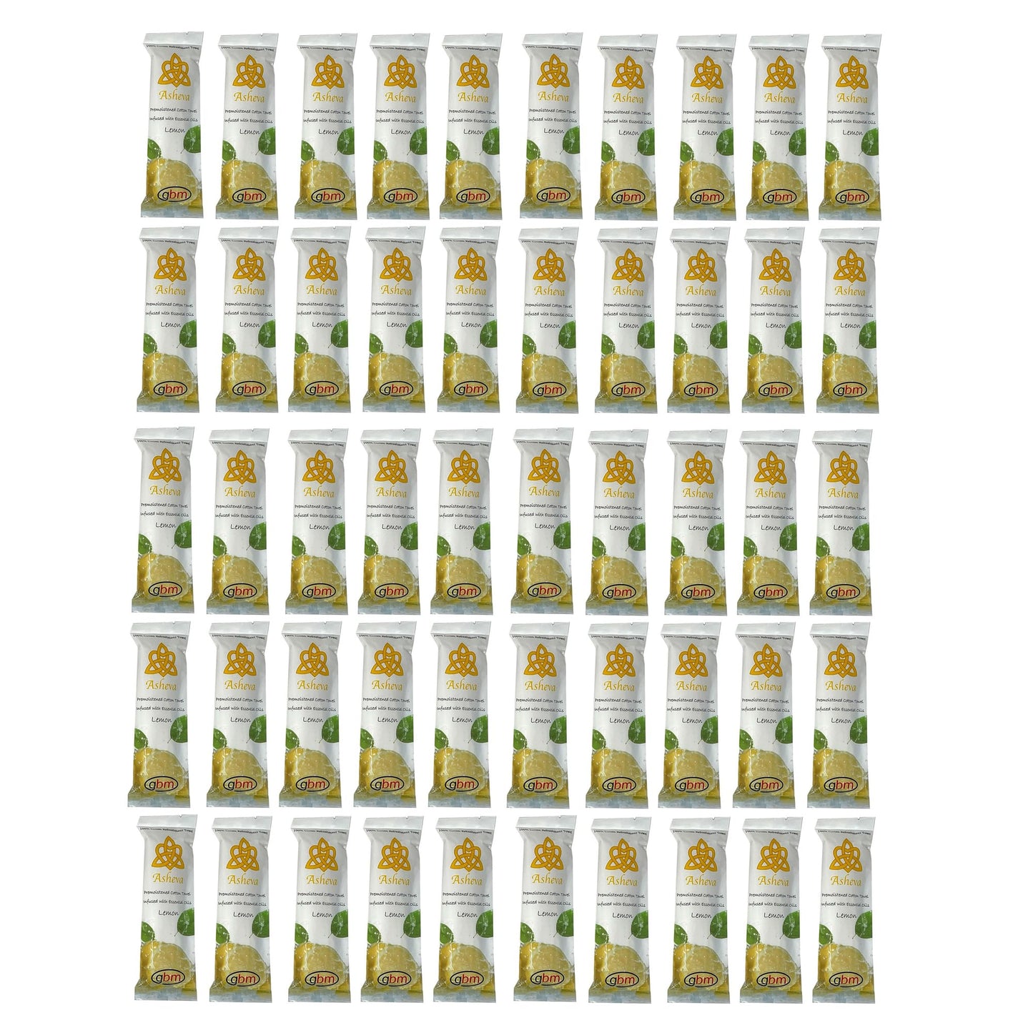 Asheva 8" x 9" Individually Wrapped Oshibori Disposable Towels - Luxurious Moist Cotton Hot/Cold Refreshment Towel - Lavender, Lemon, or Tea Tree