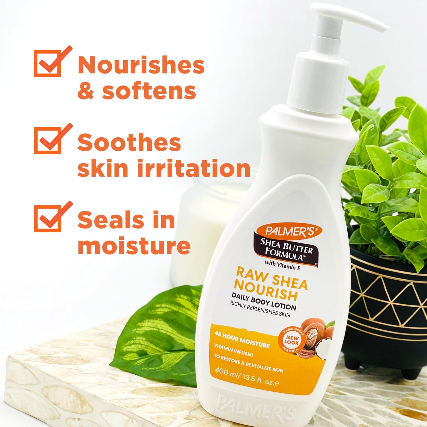 Palmer's Shea Formula Raw Shea Body Lotion, Pump Bottle, 13.5 Ounces