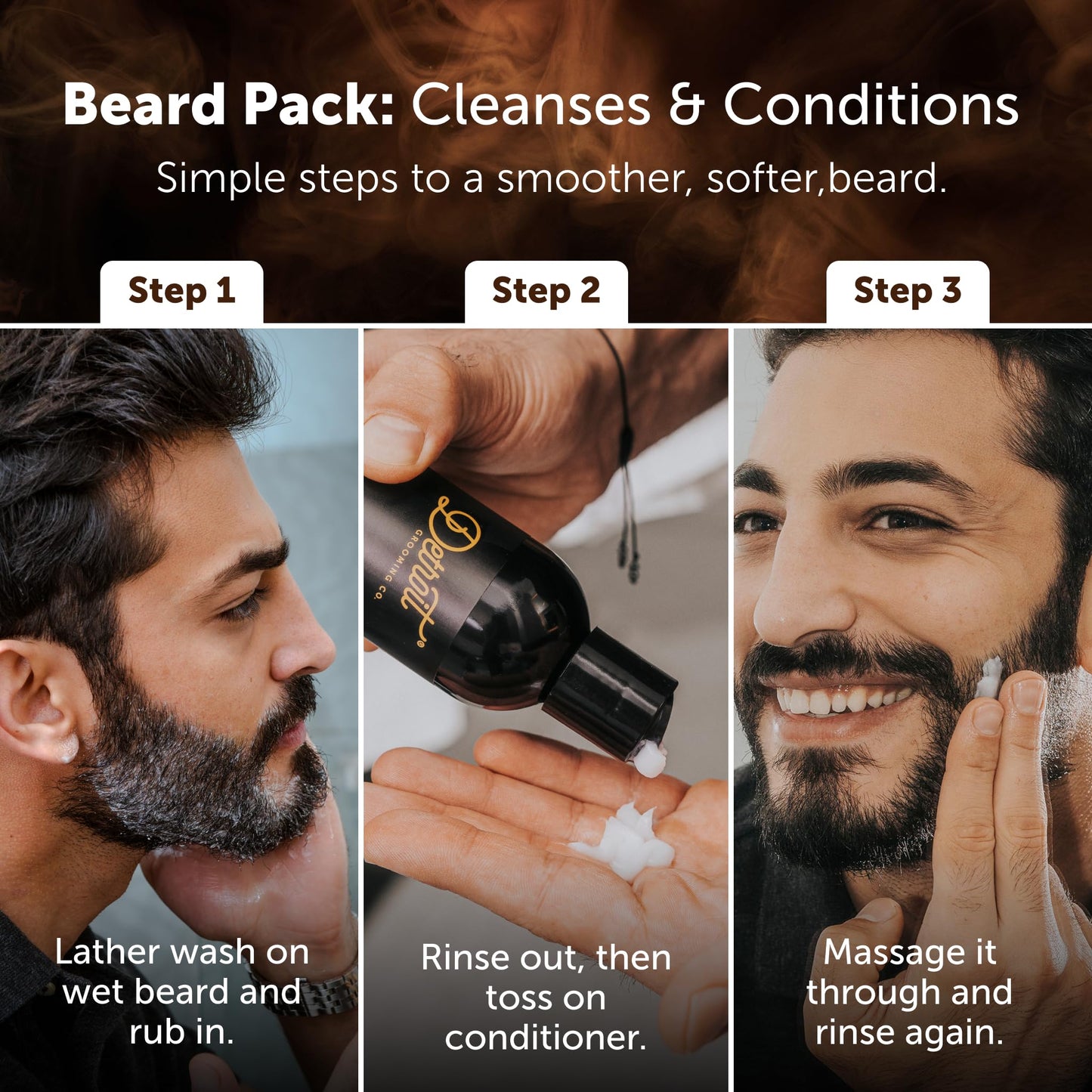 Detroit Grooming Co. Beard Wash and Beard Conditioner - Men's Kit - Softens, Strengthens, Moisturize, Infused w/Argan Oil, Apple Extract, & Aloe Vera