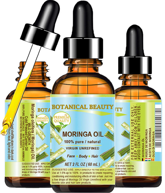 Botanical Beauty MORINGA OIL Moringa oleifera WILD GROWTH Himalayan 100% Pure Natural Undiluted Virgin Unrefined for Face, Skin, Hair, Lip, Nails (2